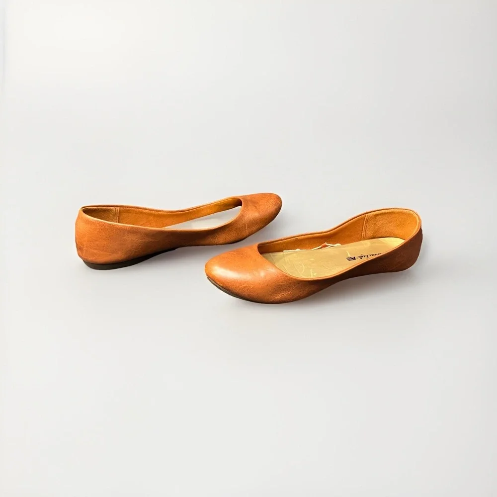 American Eagle Faux Leather Brown Women's Solid Flats US 7.5 EU 39 UK 6